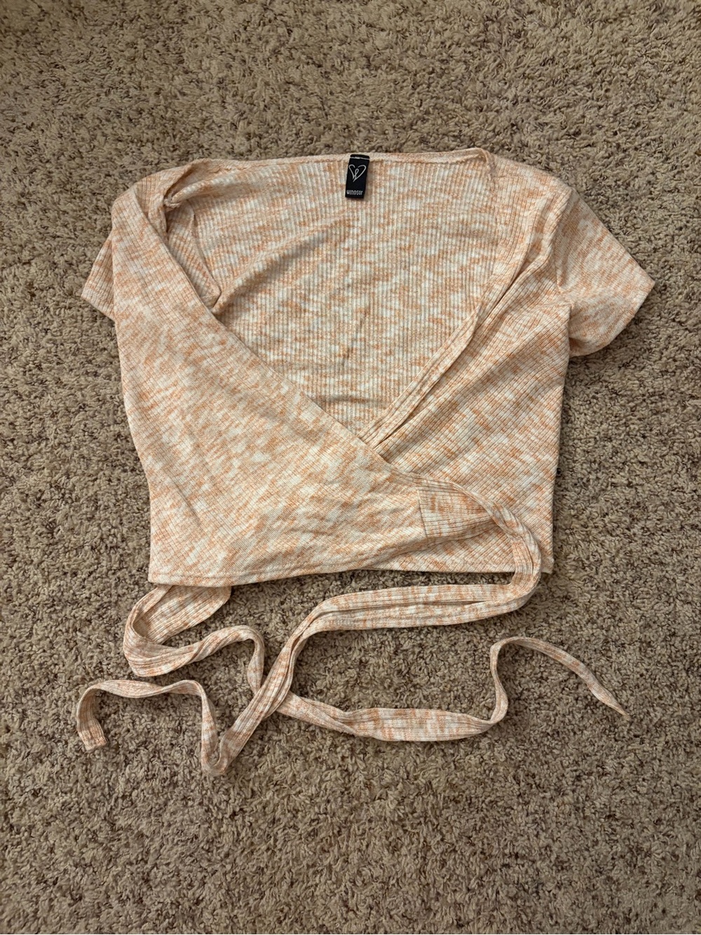 Windsor Peach Marled Wrap & Tie-Front Ribbed Crop Top